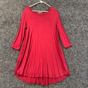 UGE‎ Women's Red Tunic Dress Long Sleeve Hi Low Size Small Rayon Spandex